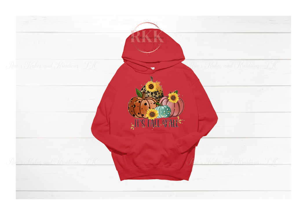 It's Fall Yall, Pumpkins with Sunflowers Hoodie